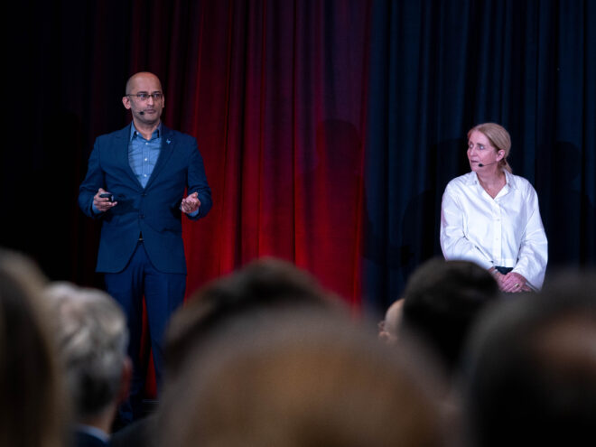 Jeevan Shetty and Jacqueline Vink during the Galapagos Company Showcase at ASH 2024